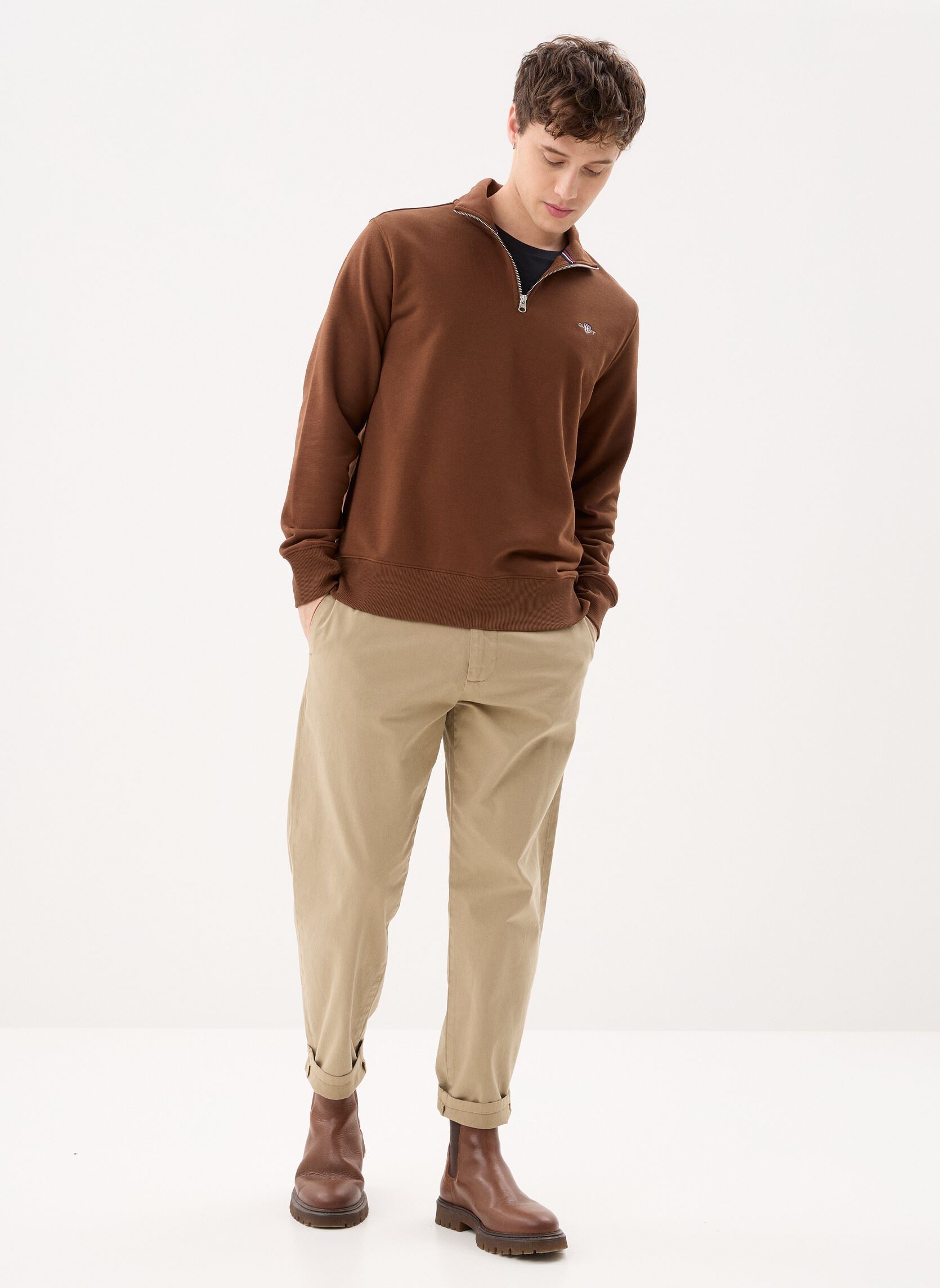 Sweaters met rits Reg Shield Half Zip Sweat heren bruin GANT Sweaters met rits Reg Shield Half Zip Sweat heren bruin MAHOGANY BROWN