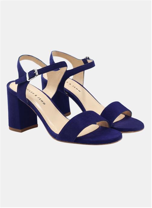 JULES & JENN Sandales Sandales à talon cuir daim beige femme bleu