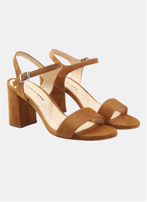 JULES & JENN Sandales Sandales à talon cuir daim beige femme marron