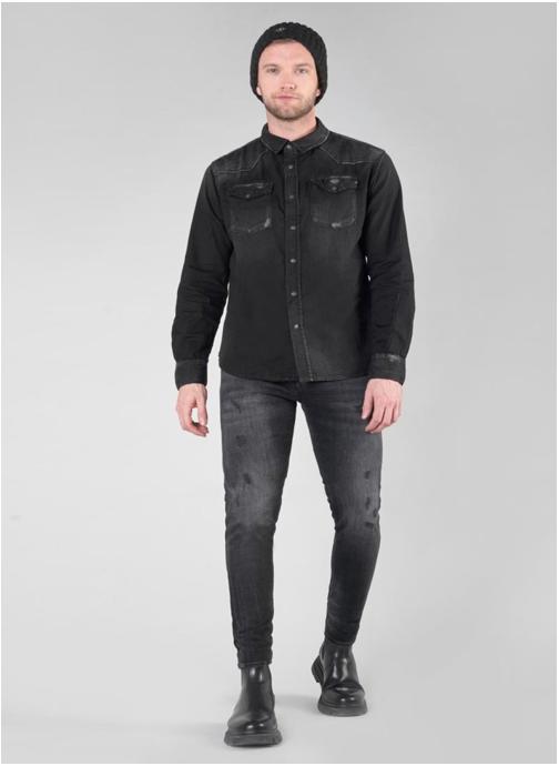 Le temps des cerises Chemises Chemise en jeans JUANITO Black homme noir