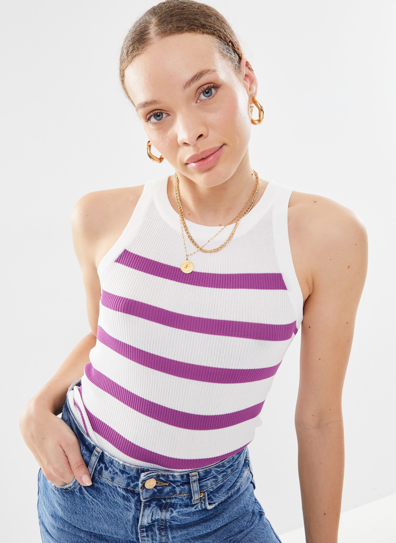 Débardeurs Juanitto R femme multicolore La Petite Etoile Débardeurs Juanitto R femme multicolore ECRU/MAUVE