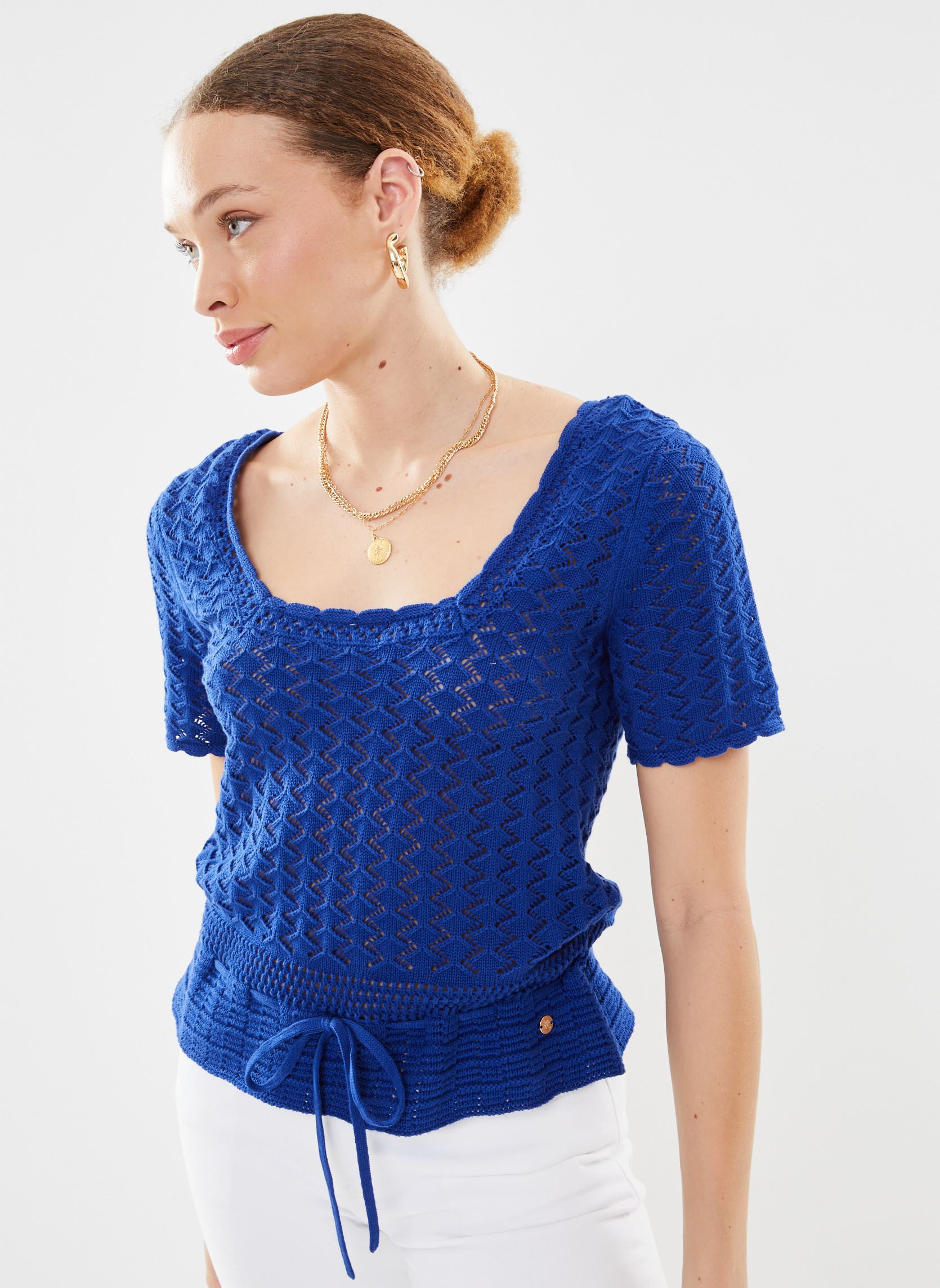 Kurzarm-Blusen Mayla damen blau La Petite Etoile Kurzarm-Blusen Mayla damen blau Bleu