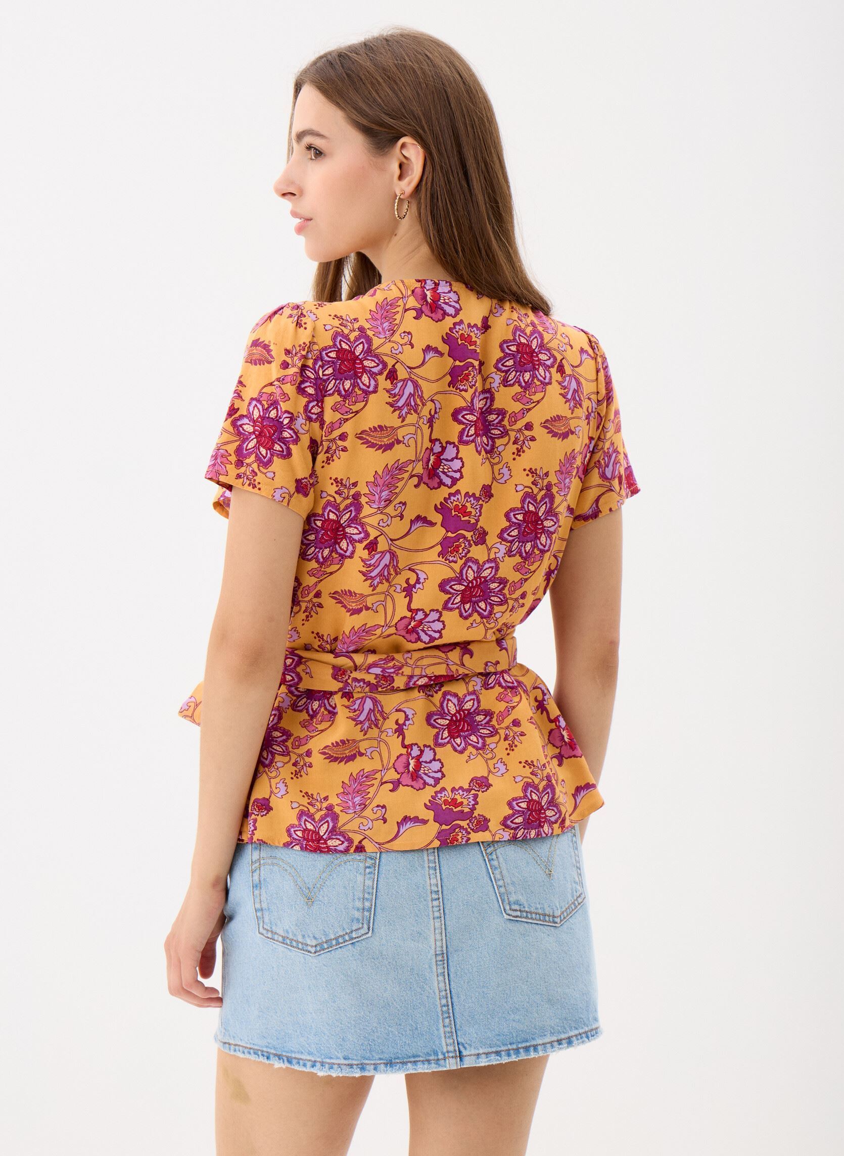 Kurzarm-Blusen Thess damen gelb La Petite Etoile Kurzarm-Blusen Thess damen gelb Ocre