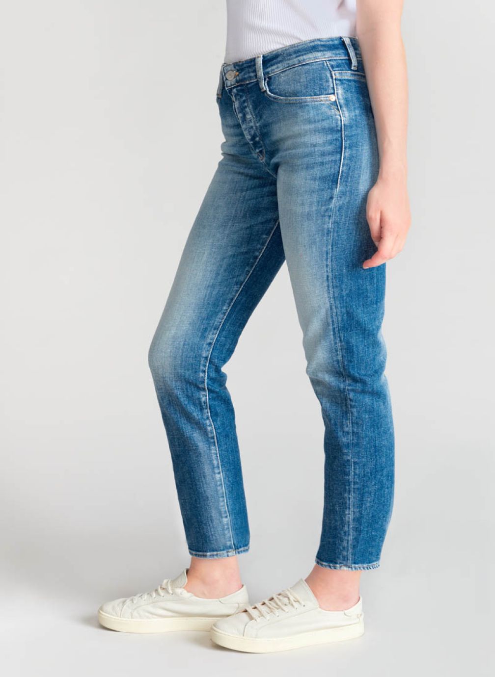 Jean Lauren Pour Femme - Coupe Droite Bootcut, Taille Haute - Bleu Profond - 98% Coton, 2% élasthanne