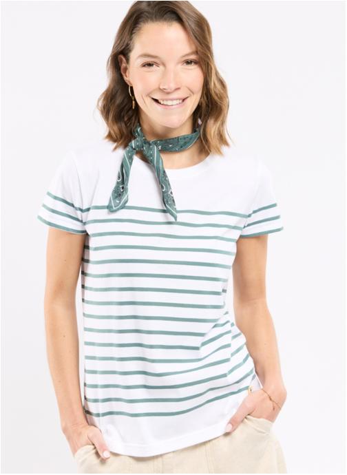 Armor Lux Tee-shirts Marinière Etel mazarine/placid blue femme vert