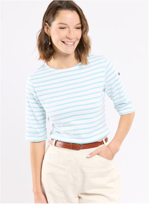 Armor Lux Tee-shirts Marinière 05409 blanc/aqua haze femme vert