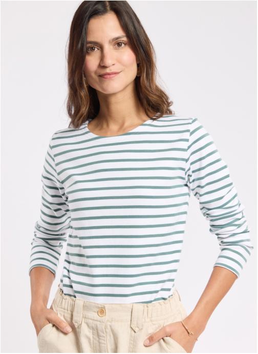 Armor Lux Tee-shirts Marinière Lesconil mazarine/placid blue femme vert