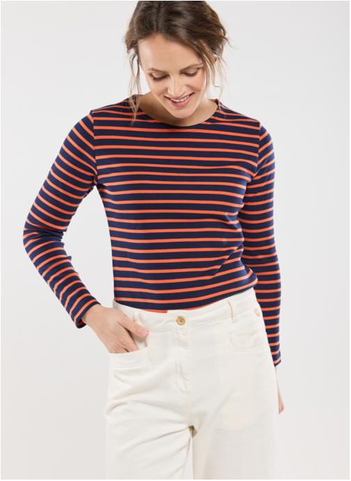 Armor Lux Tee-shirts Marinière Lesconil seal/tigerlily femme orange