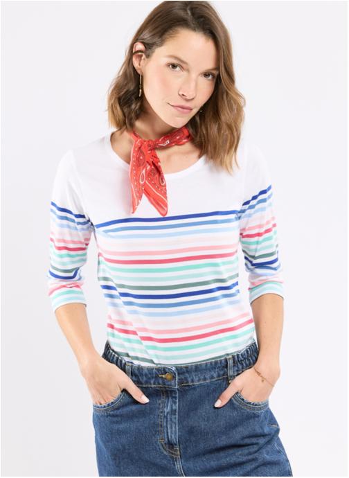 Armor Lux Tee-shirts Marinière 75439 multicol dunes blanc femme blanc