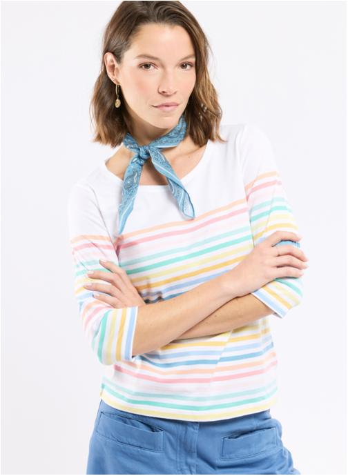Armor Lux Tee-shirts Marinière 75439 multicol dunes blanc femme rose