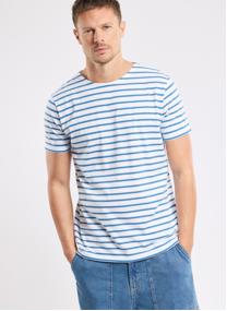 Tee-shirts Marinière 73842 milk/laguna homme bleu