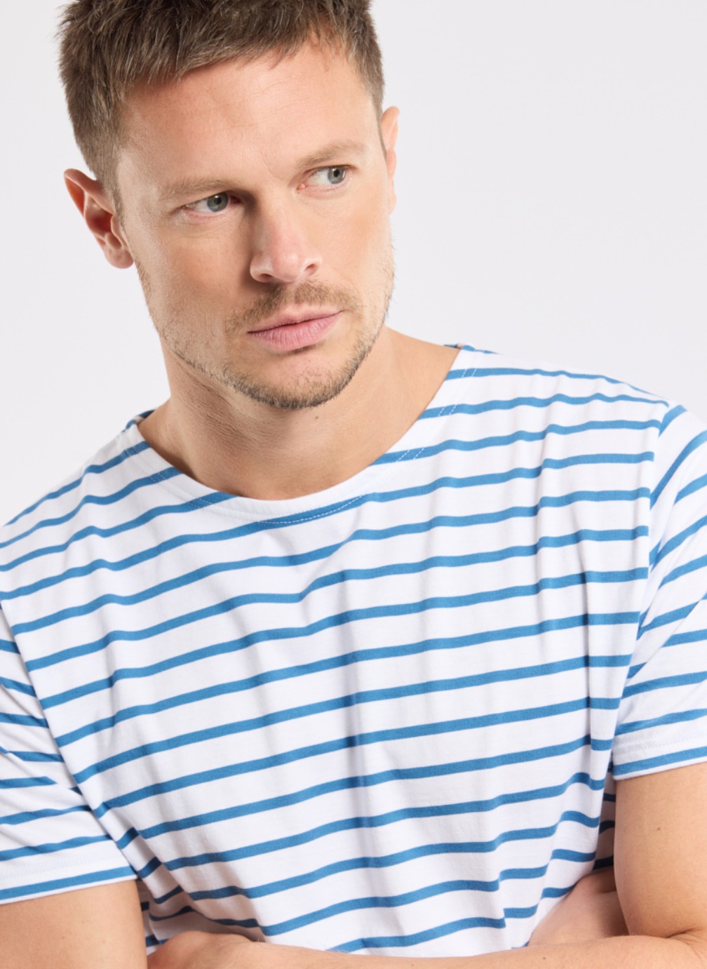 Tee-shirts Marinière 73842 milk/laguna homme bleu Armor Lux Tee-shirts Marinière 73842 milk/laguna homme bleu Bleu