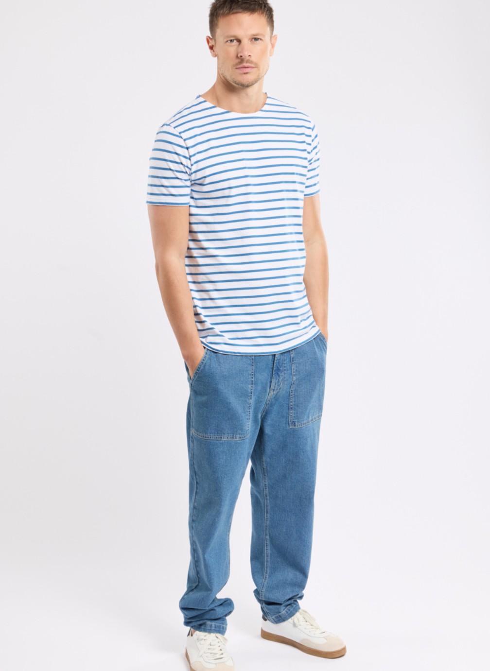Tee-shirts Marinière 73842 milk/laguna homme bleu Armor Lux Tee-shirts Marinière 73842 milk/laguna homme bleu Bleu