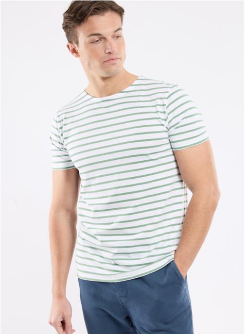 Armor Lux Tee-shirts Marinière 73842 milk/laguna homme vert