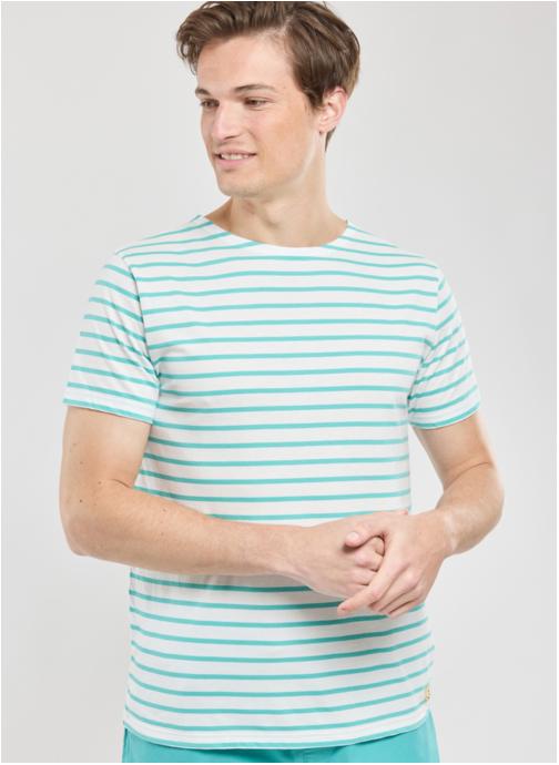 Armor Lux Tee-shirts Marinière 73842 milk/laguna homme bleu