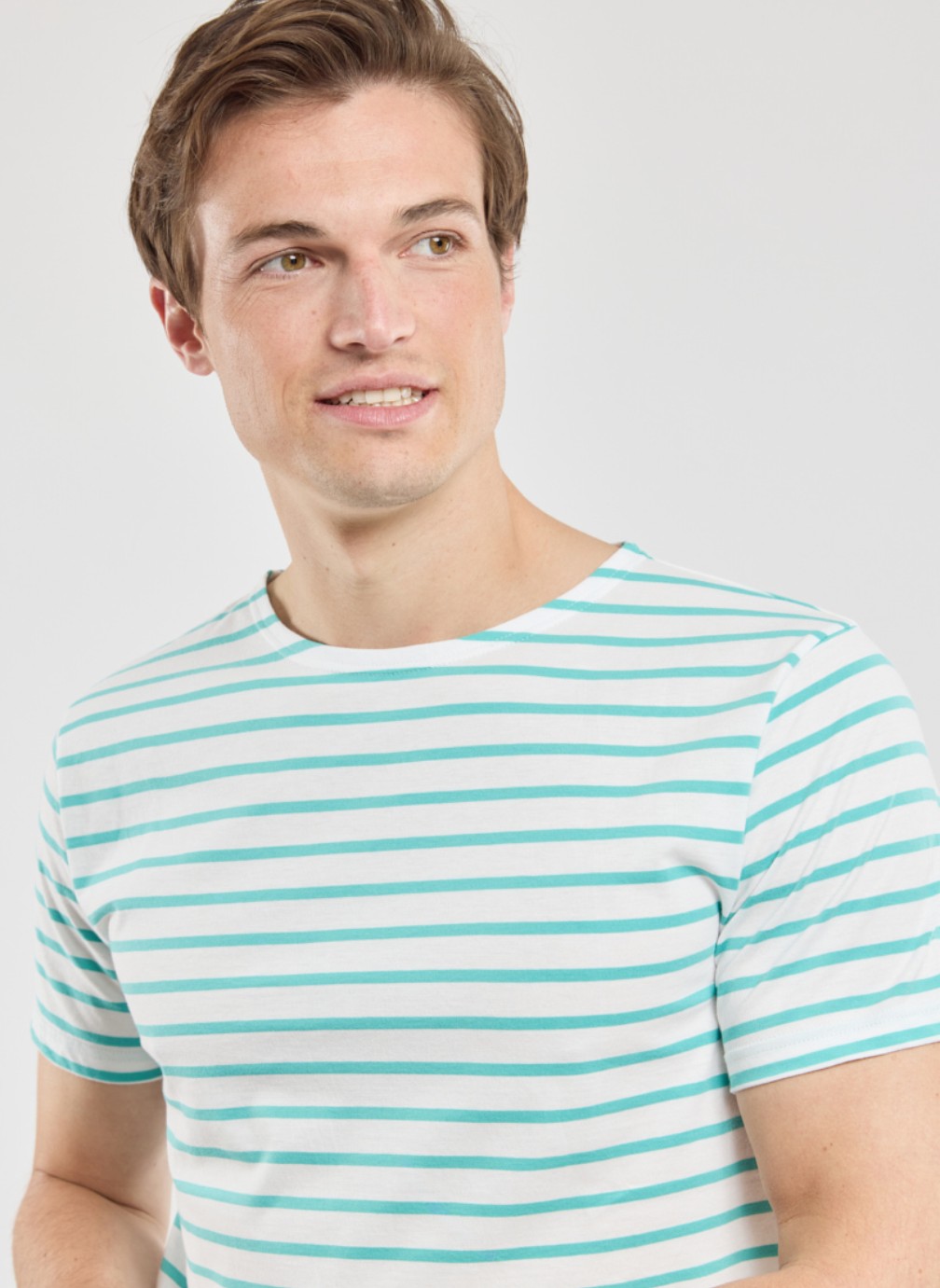 Tee-shirts Marinière 73842 milk/laguna homme bleu Armor Lux Tee-shirts Marinière 73842 milk/laguna homme bleu Turquoise