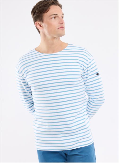 Armor Lux Tee-shirts Marinière Loctudy blanc/waterfall homme bleu