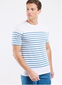 Tee-shirts Marinière Etel blanc/flax blue homme vert