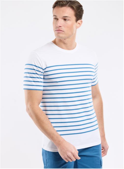 Armor Lux Tee-shirts Marinière Etel blanc/flax blue homme bleu