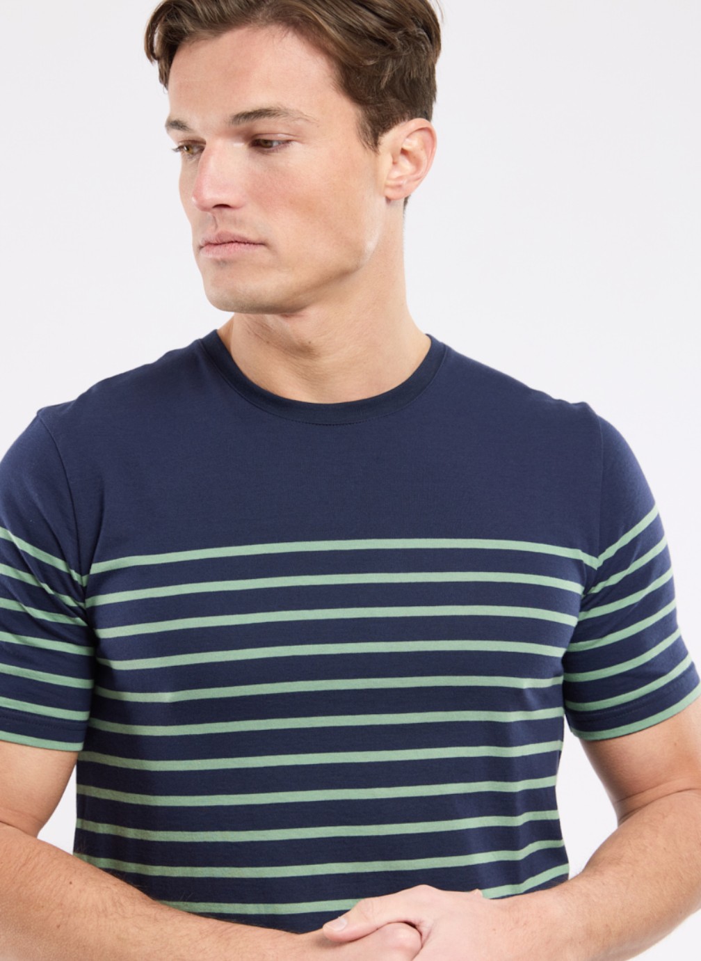 Tee-shirts Marinière Etel blanc/flax blue homme vert Armor Lux Tee-shirts Marinière Etel blanc/flax blue homme vert Vert foncé