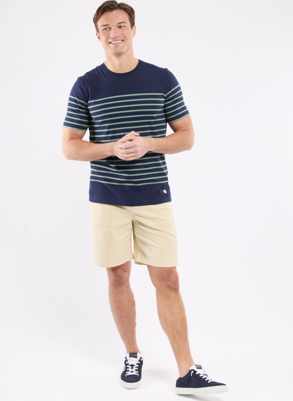 Tee-shirts Marinière Etel blanc/flax blue homme vert Armor Lux Tee-shirts Marinière Etel blanc/flax blue homme vert Vert foncé