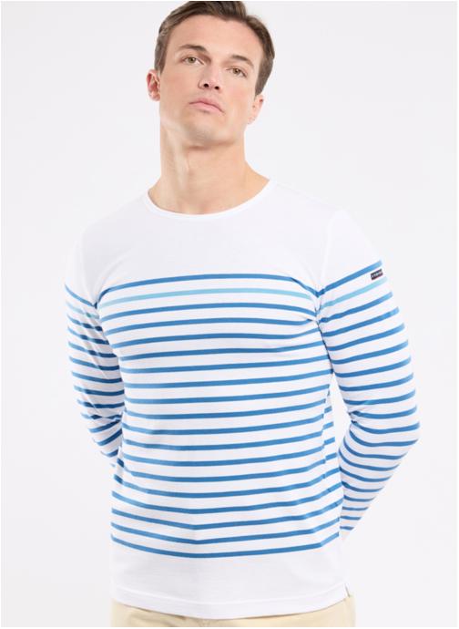 Armor Lux Tee-shirts Marinière Rempart blanc/dark blue/waterfall homme bleu