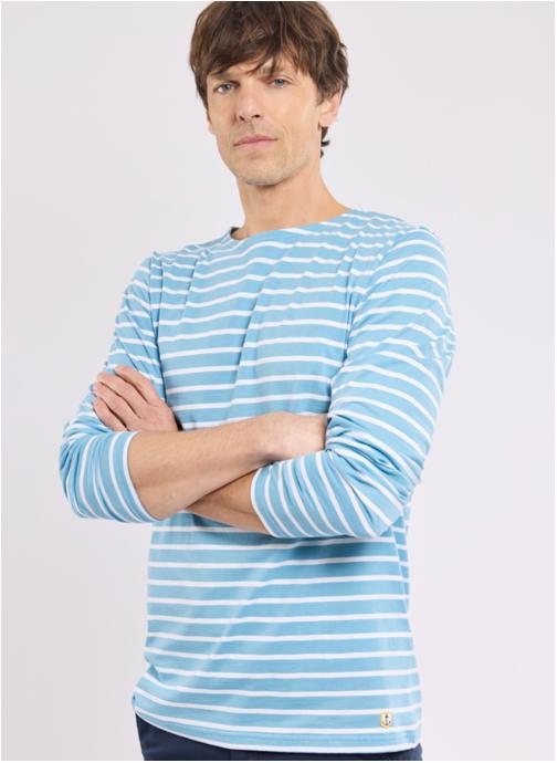 Armor Lux Tee-shirts Marinière Ploz blanc/braise homme bleu