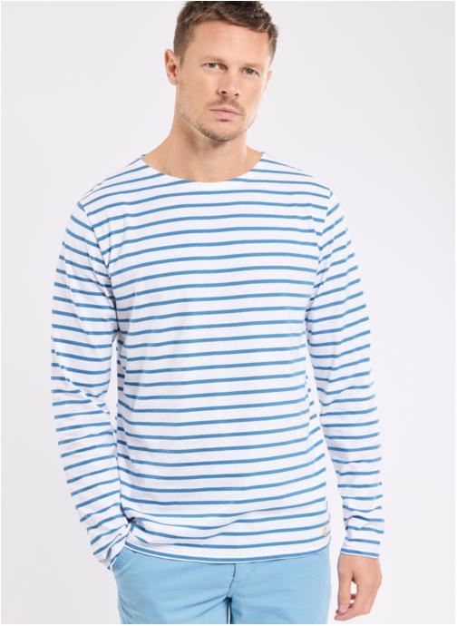 Armor Lux Tee-shirts Marinière Ploz blanc/braise homme bleu
