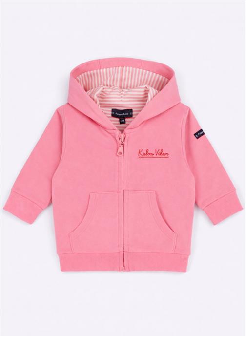 Armor Lux Sweats à capuche Sweat Baby placid blue fille rose
