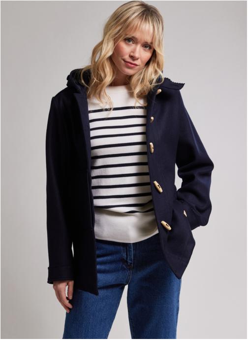 Duffle Coat Armor Lux Concarneau - Manteau En Drap De Laine Mélangée, Coupe Longue Et Ample - Indispensable Pour L'hiver, Style Marin Intemporel