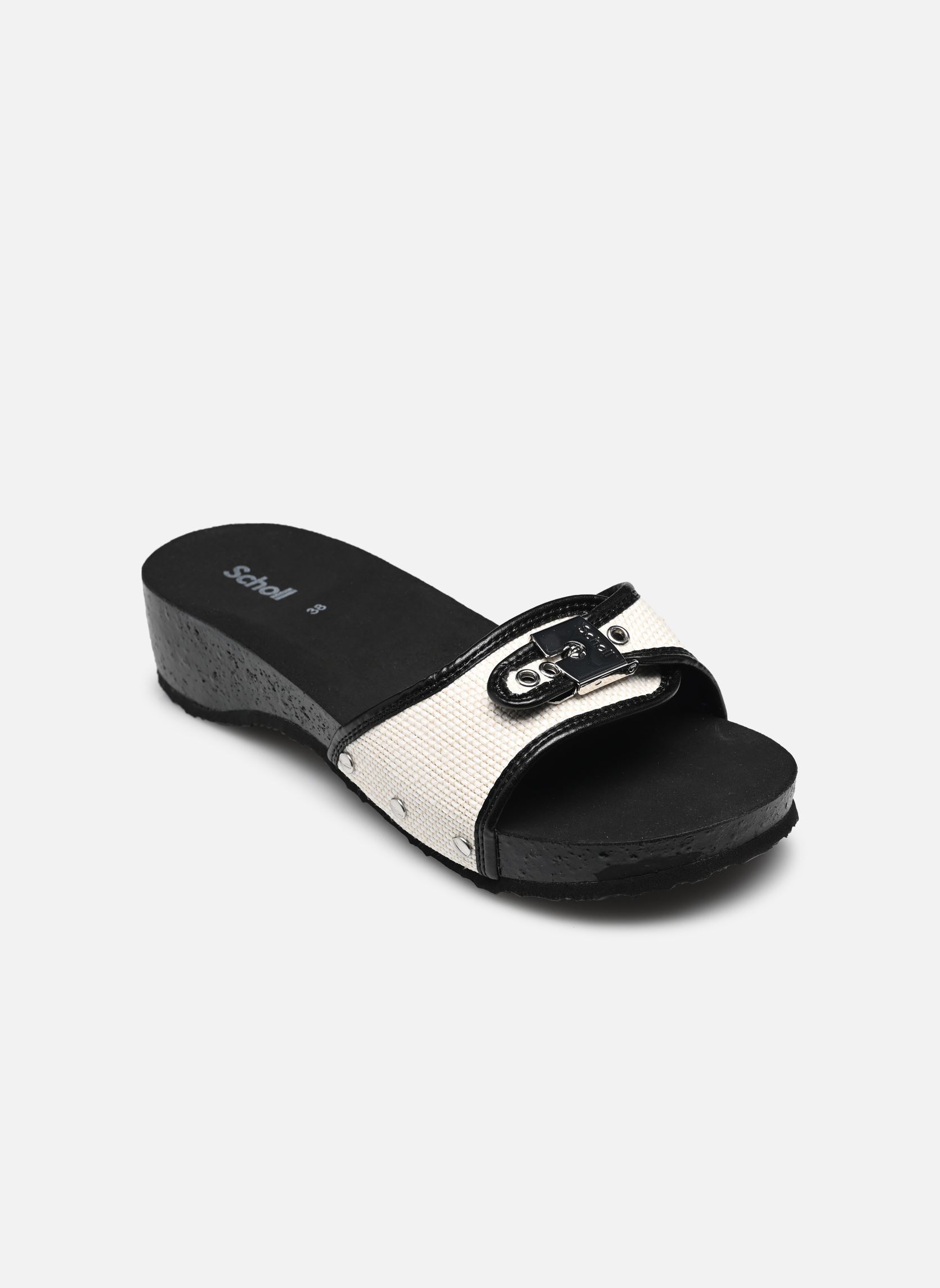 Muilen en klompen PESCURA HEEL CORK ICONIC dames wit Scholl Muilen en klompen PESCURA HEEL CORK ICONIC dames wit White/black