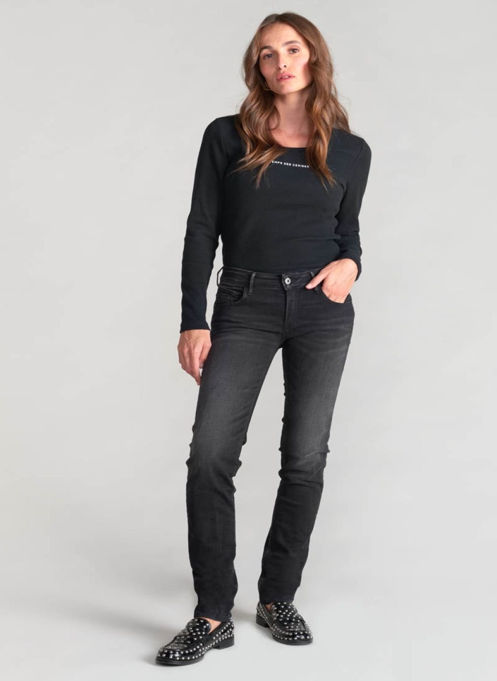 Jeans droit Jeans push-up droite PULP Black femme noir Le temps des cerises Jeans droit Jeans push-up droite PULP Black femme noir Noir
