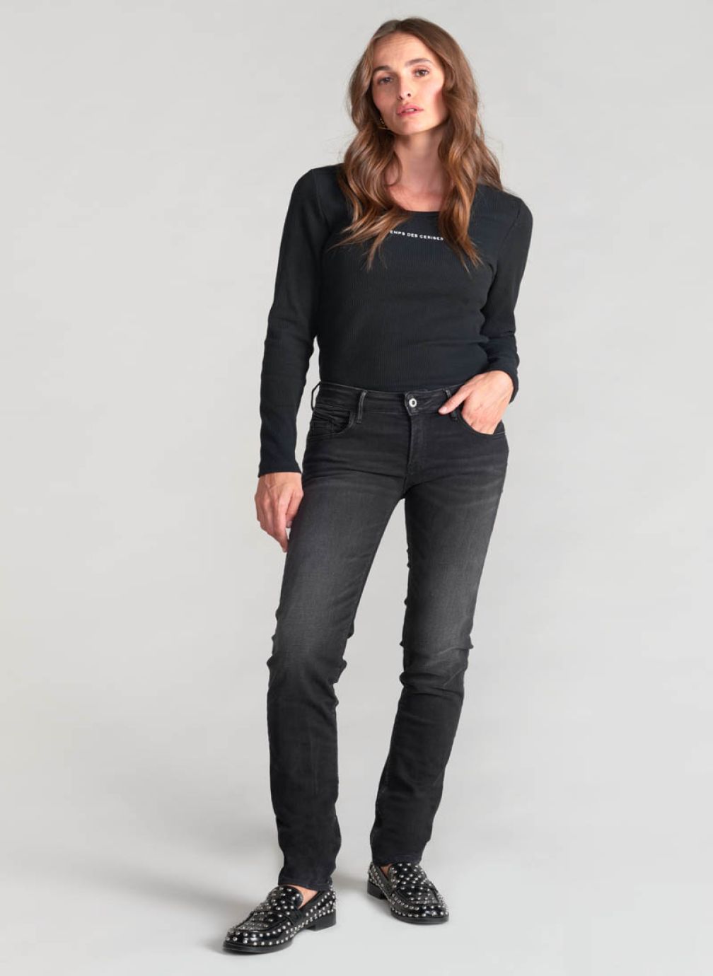 Jeans droit Jeans push-up droite PULP Black femme noir Le temps des cerises Jeans droit Jeans push-up droite PULP Black femme noir Noir