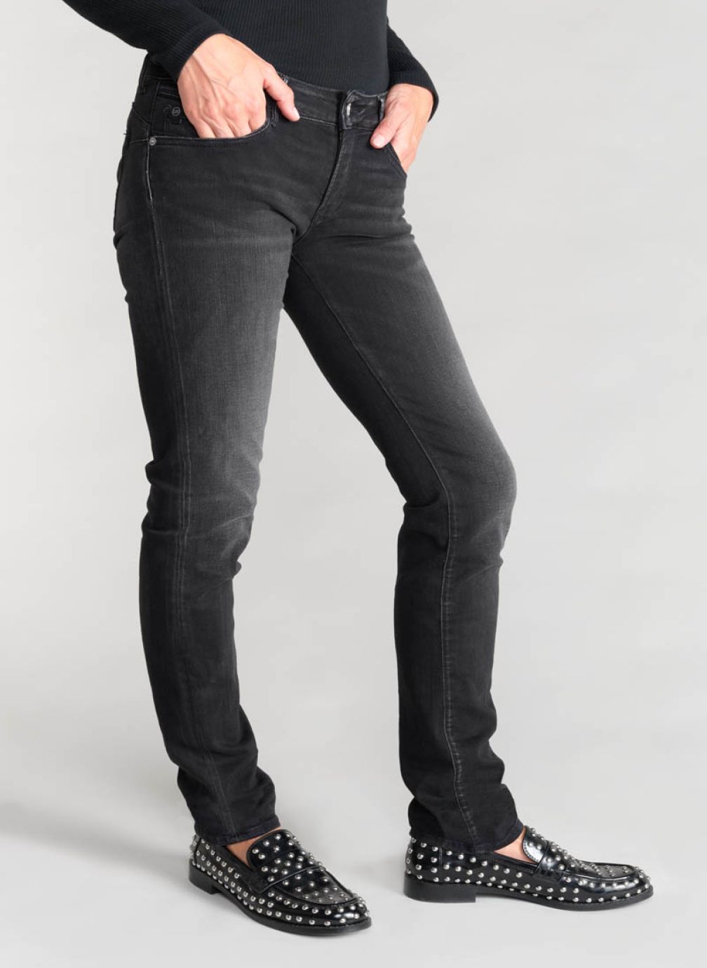 Jeans droit Jeans push-up droite PULP Black femme noir Le temps des cerises Jeans droit Jeans push-up droite PULP Black femme noir Noir