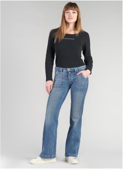 Le temps des cerises Jeans droit Jeans flare Blue femme bleu