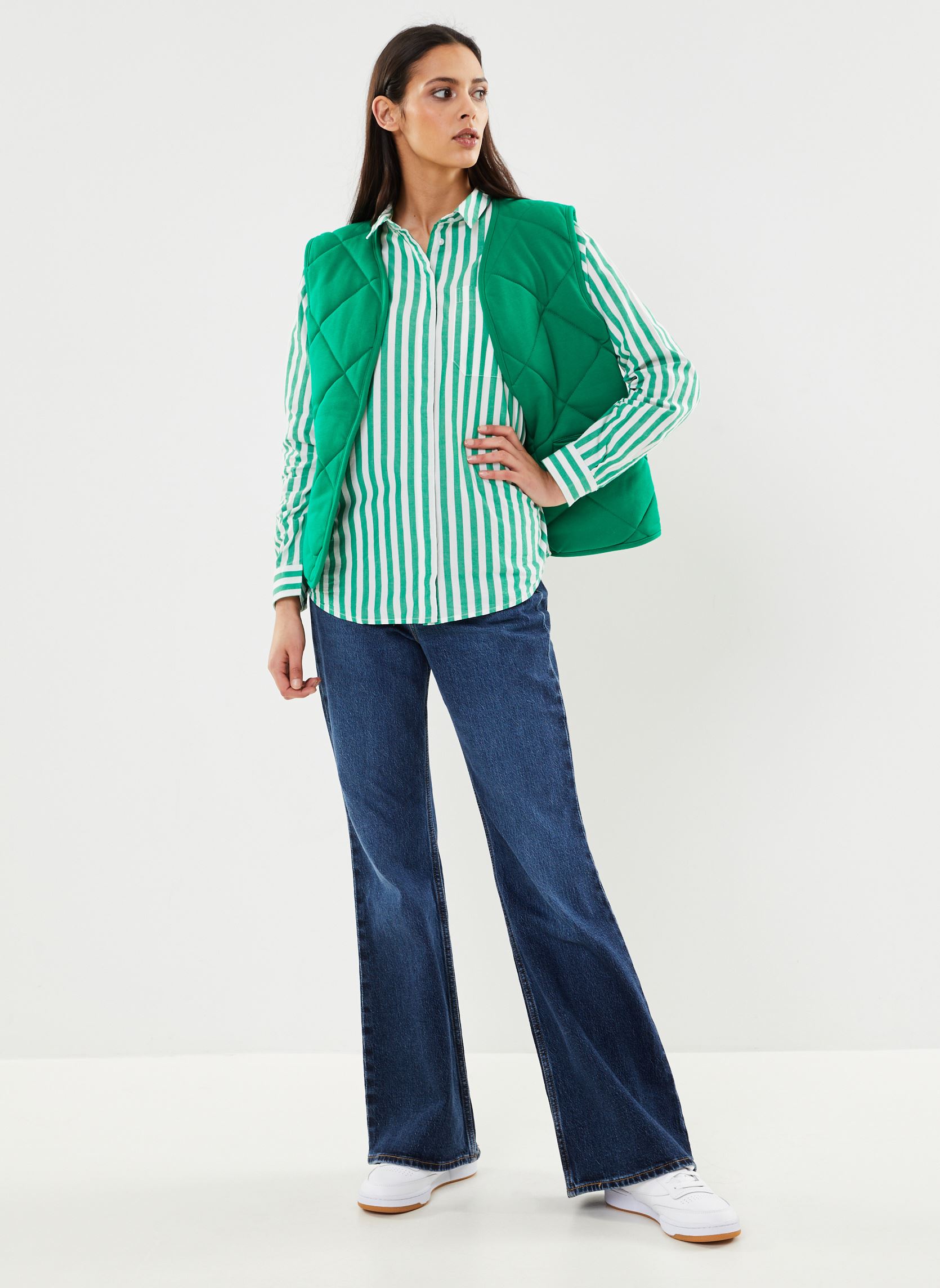 Camisas de manga larga Ixasilo Striped Sh mujer verde Ichi Camisas de manga larga Ixasilo Striped Sh mujer verde Jolly green