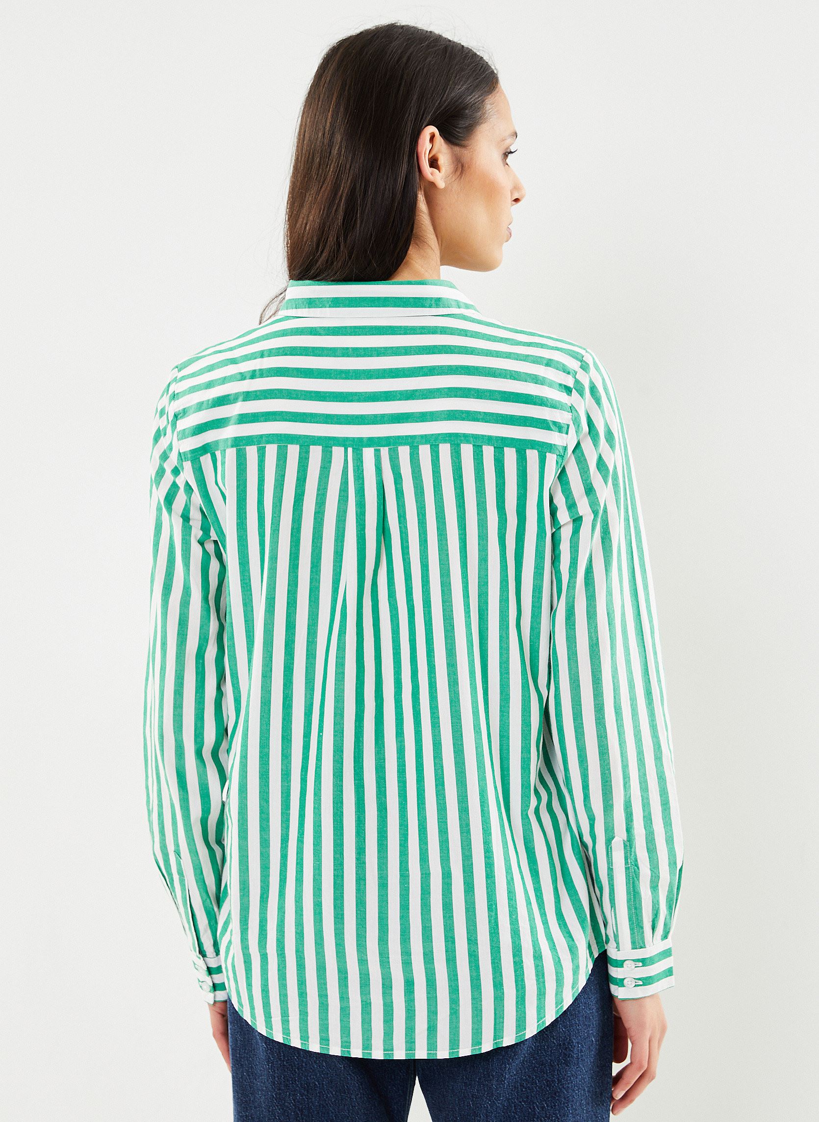 Camisas de manga larga Ixasilo Striped Sh mujer verde Ichi Camisas de manga larga Ixasilo Striped Sh mujer verde Jolly green