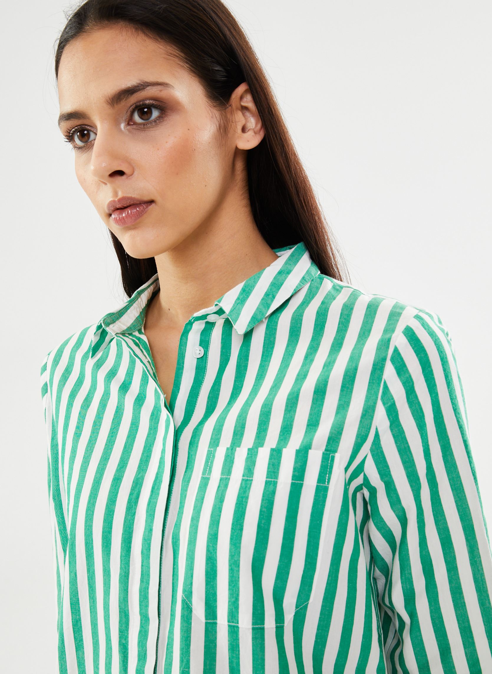 Camisas de manga larga Ixasilo Striped Sh mujer verde Ichi Camisas de manga larga Ixasilo Striped Sh mujer verde Jolly green