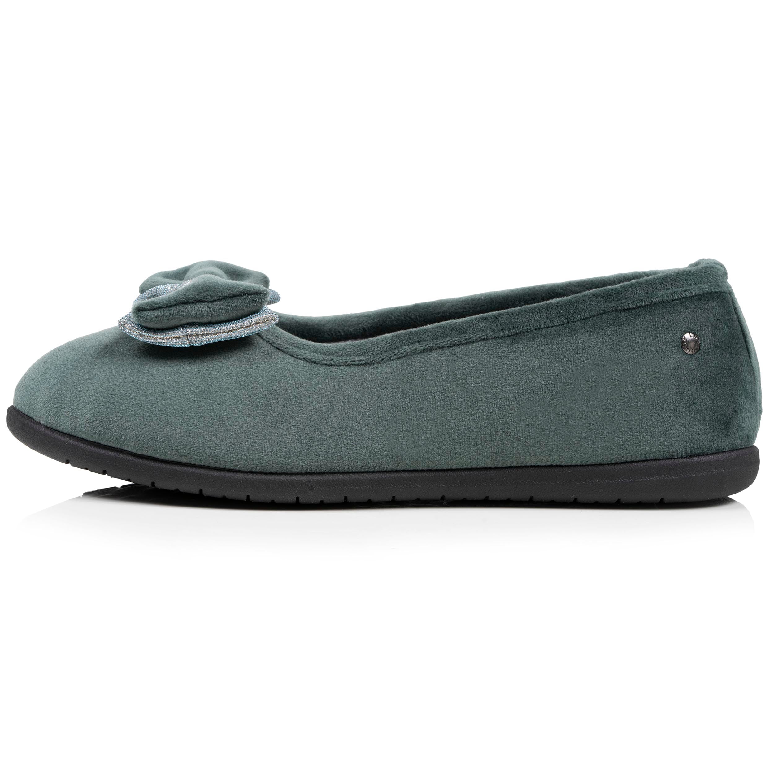 Chaussons Chaussons ballerines Femme Gris nœud irisé femme vert Isotoner Chaussons Chaussons ballerines Femme Gris nœud irisé femme vert Vert clair