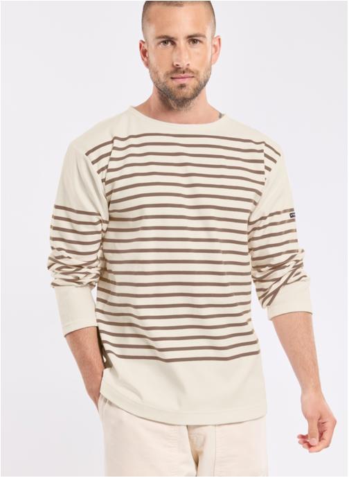 Armor Lux Tee-shirts Marinière 41140 nature/moka homme marron