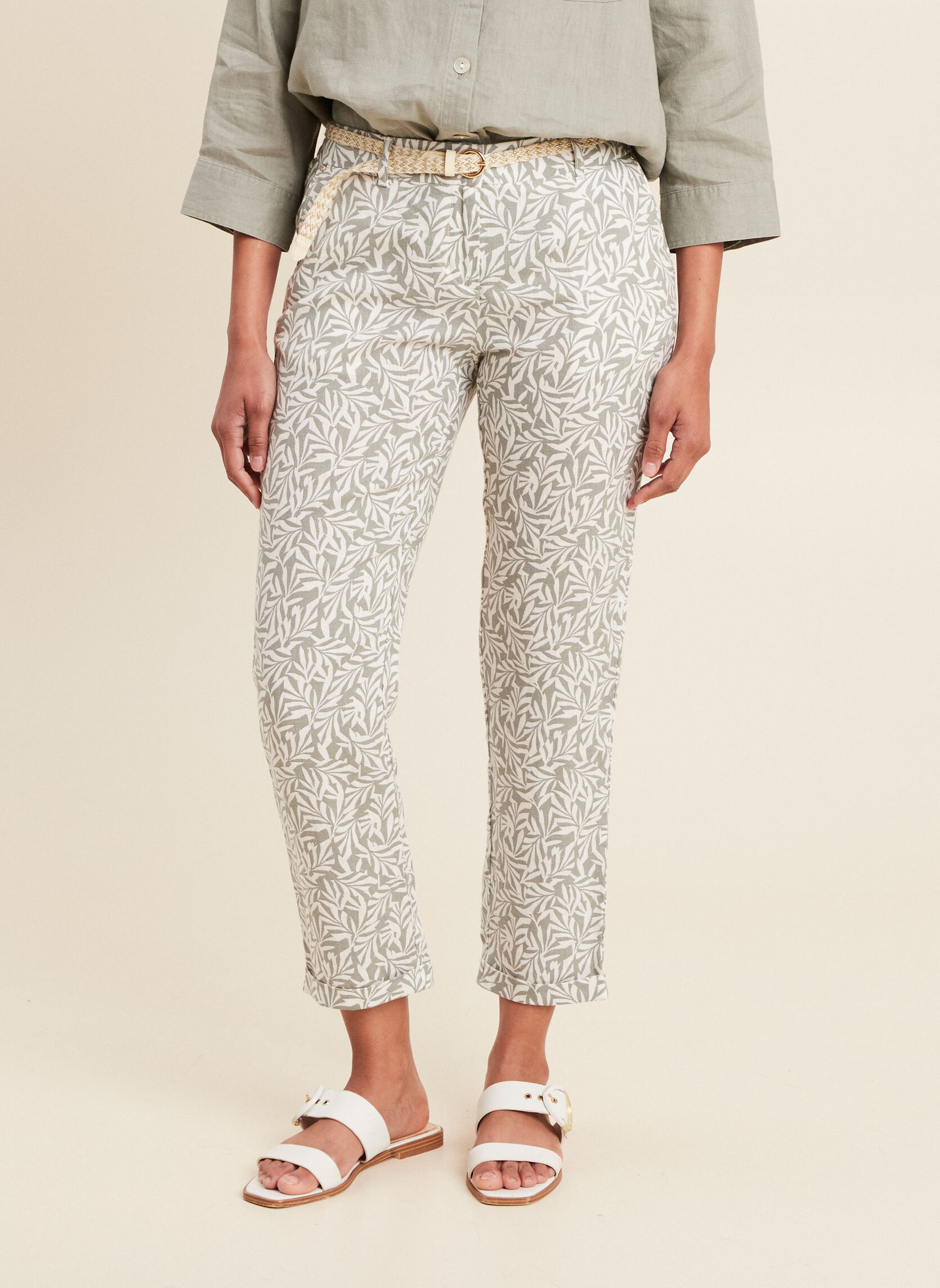 Pantalons droit PELYNOPRINT femme vert Bréal Pantalons droit PELYNOPRINT femme vert Kaki