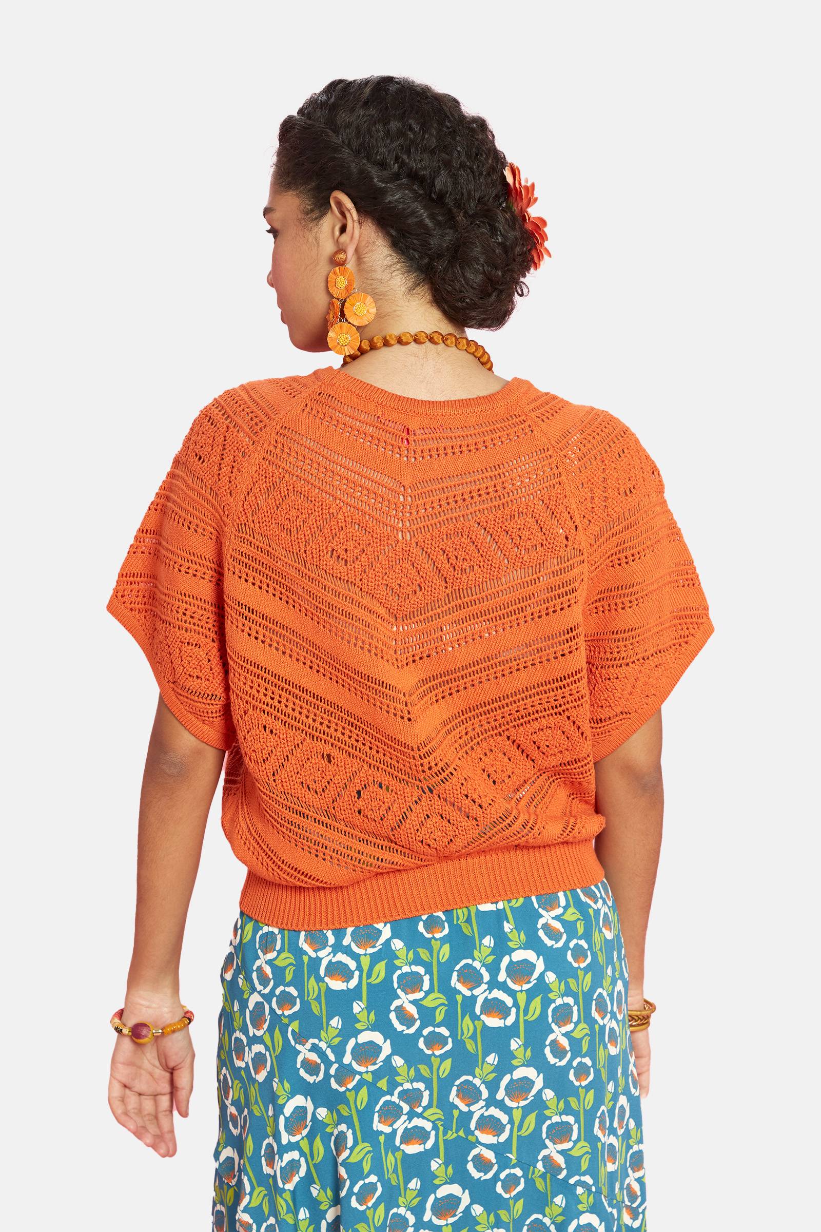 Antoine et Lili PULL AJOURÉ TAÏGA ORANGE (Orange) - Vêtements chez ...