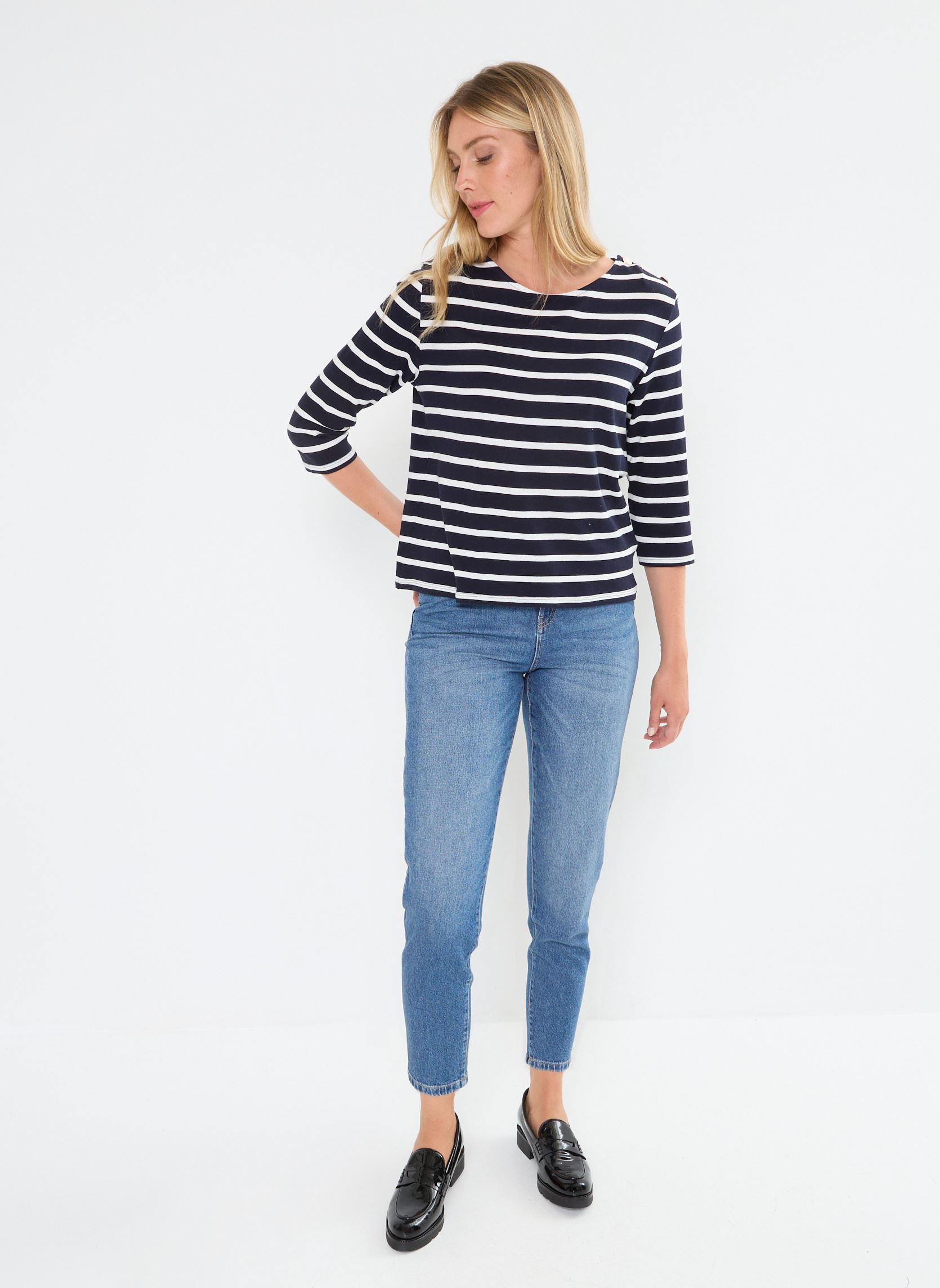 Tee-shirts manches longues TMARINIERE marinière femme bleu Georgia Rose Tee-shirts manches longues TMARINIERE marinière femme bleu IMP_RAYURE MARIN ECRU_NOIR