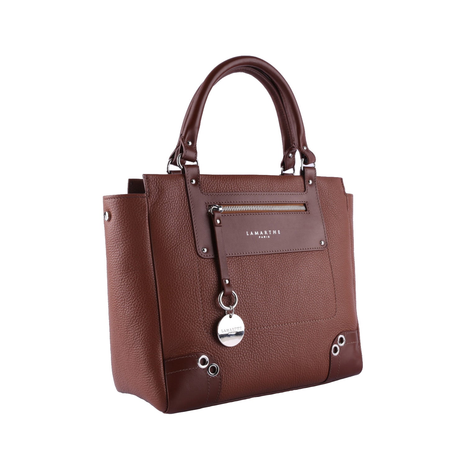 Sac à Main Lamarthe Vintage - Carré En Cuir Marron - Occasion, Cuir Authentique