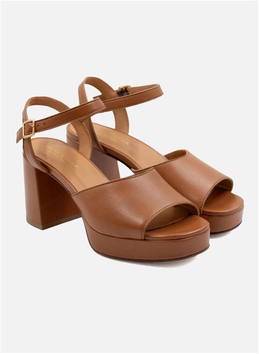 JULES & JENN Sandales Sandales plateforme cuir lisse marron femme marron
