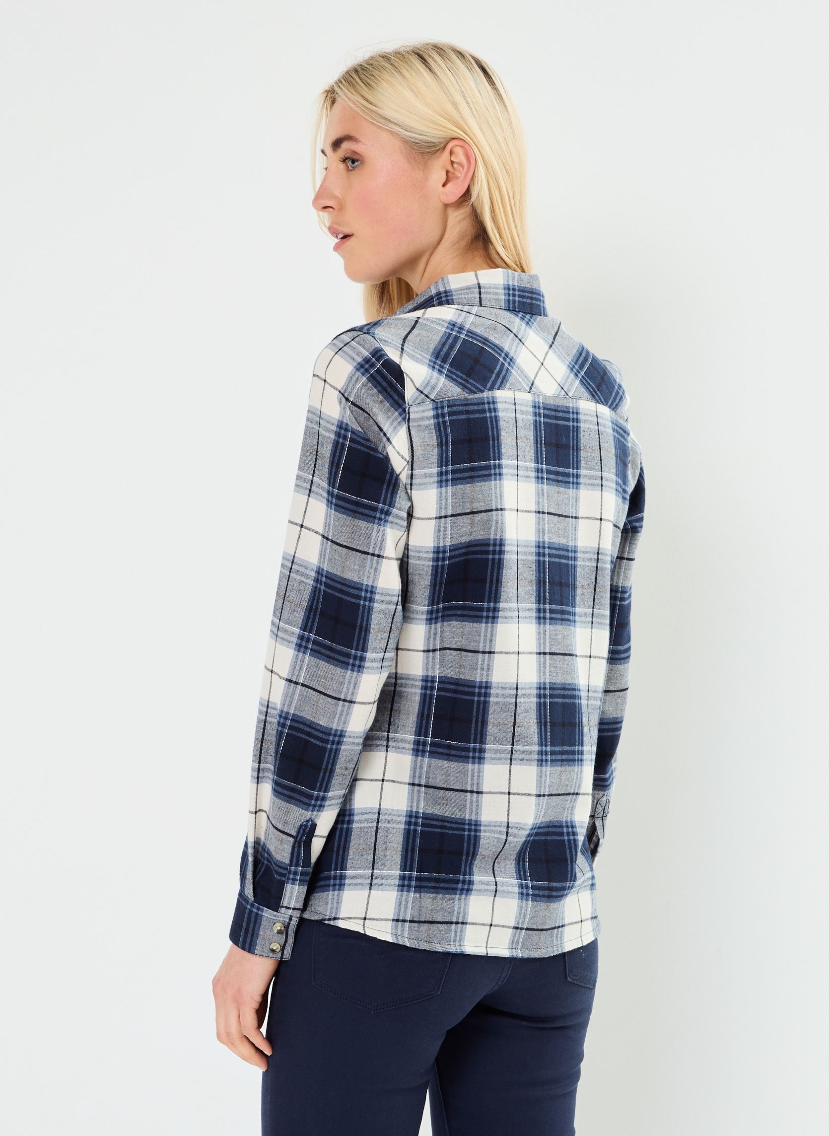 Chemises manches longues CAROLLA femme bleu MADE BY Chemises manches longues CAROLLA femme bleu IMP_GRANDCARREAUX MARINE_BLEU