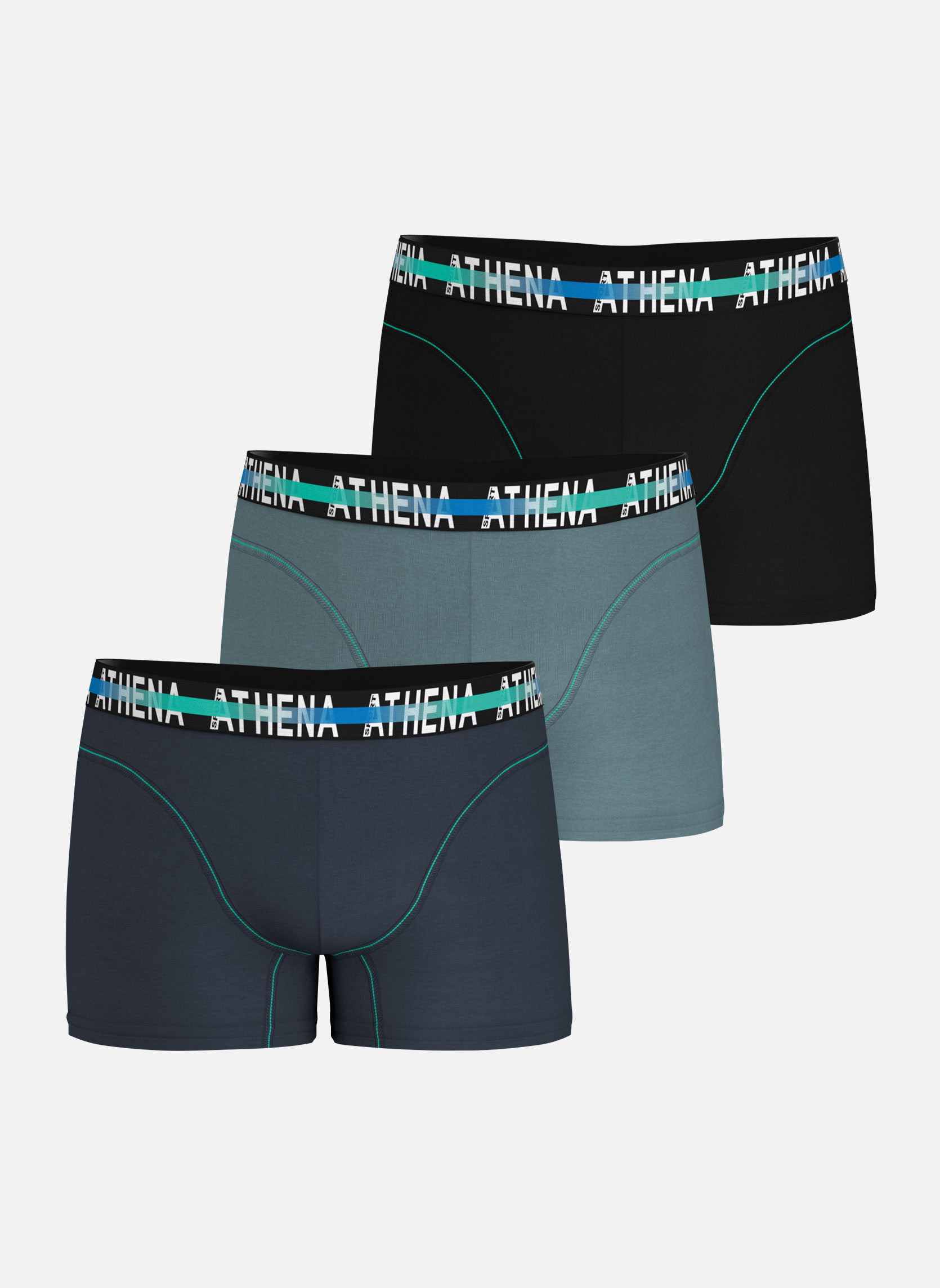 Lot De 3 Slips Homme Athena Endurance 24h Coton Stretch Coupe Sport - Noir/Noir/Noir - XL