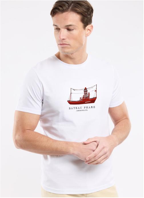 Armor Lux Tee-shirts T-shirt 76773 biodiversité/waterfall homme blanc