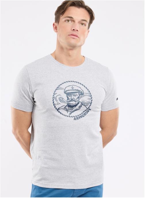Armor Lux Tee-shirts T-shirt 76773 biodiversité/waterfall homme gris