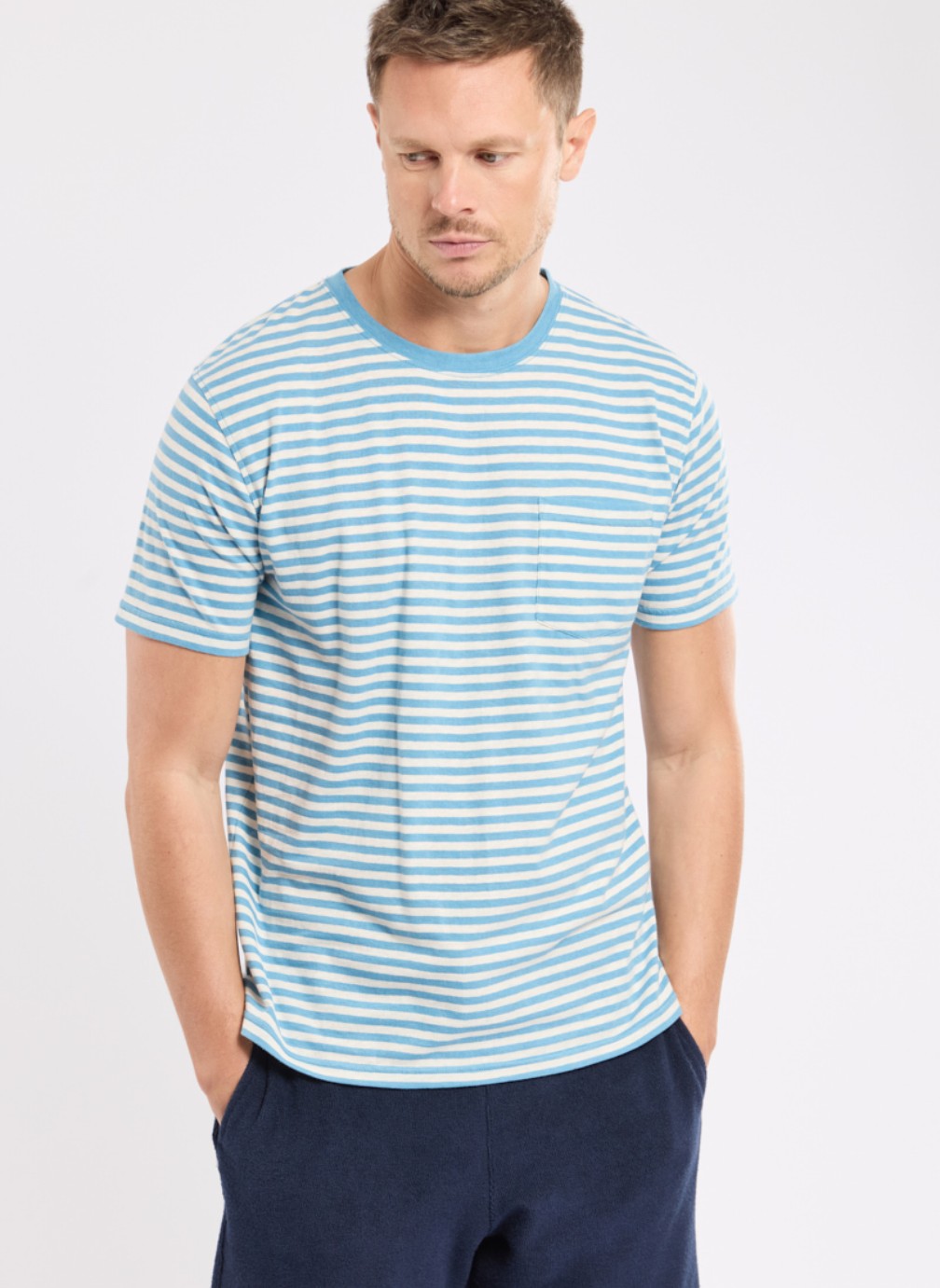 Tee-shirts T-shirt Heritage yellow e24/nature homme bleu Armor Lux Tee-shirts T-shirt Heritage yellow e24/nature homme bleu Bleu clair